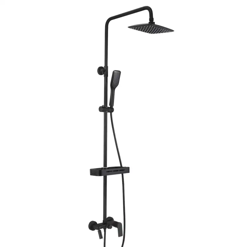 Душевая система Lemark Tropic LM7002BL для ванны с изливом, верхний и ручной душ  Черный матовый фото 1