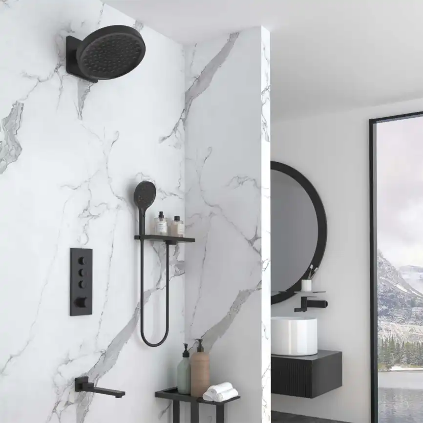 Душевая система  Vincea  VSFW-433TI3RMB VSFW-433TI3RMB  с термостатом, встраиваемая, черный матовый фото 1