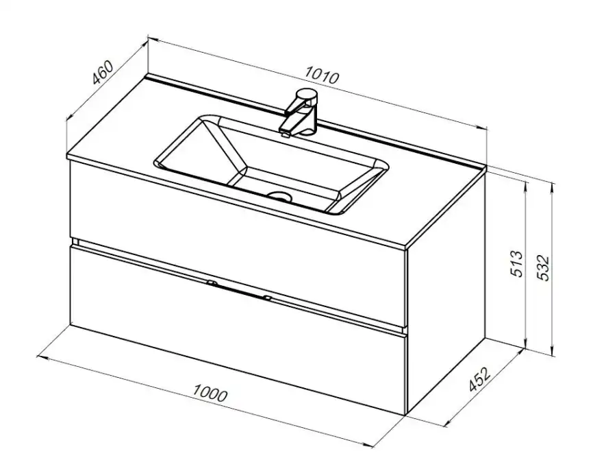 Тумба под раковину Aquanet Алвита New 100 2 ящика, антрацит 277519 фото 2