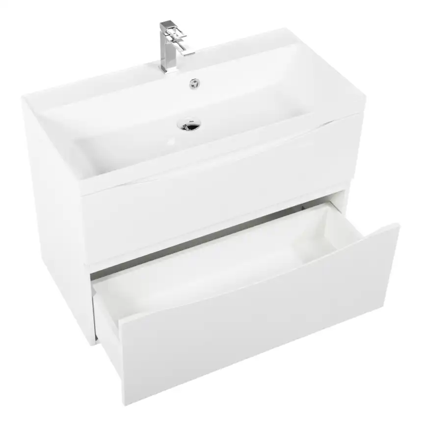 Тумба под раковину BelBagno MARINO-H60-800-2C-SO-BL-P подвесная Bianco Lucido фото 5