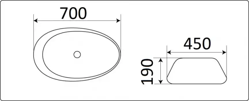 Раковина накладная CeramaLux 700х450х190 7807, цвет Белый фото 2