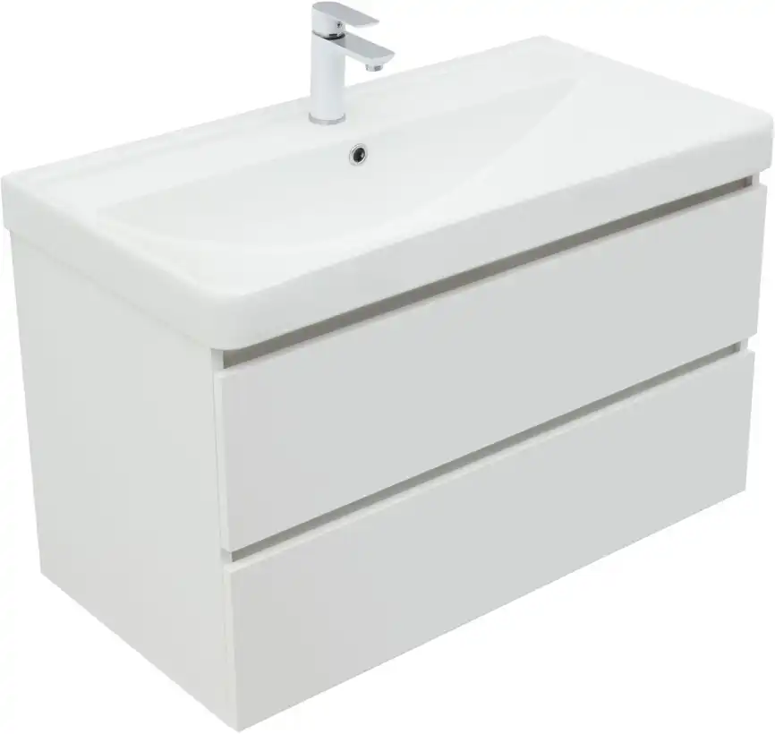 Тумба под раковину Aquanet Вега 90 белый глянец фото 10