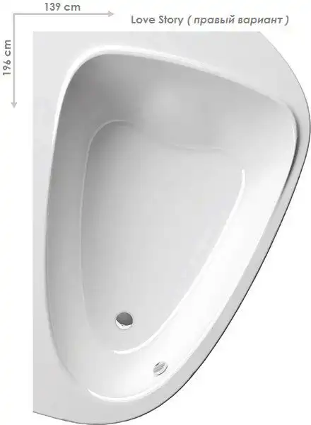 Акриловая ванна Ravak LoveStory II 196х139 C761000000 правая, Белая фото 1
