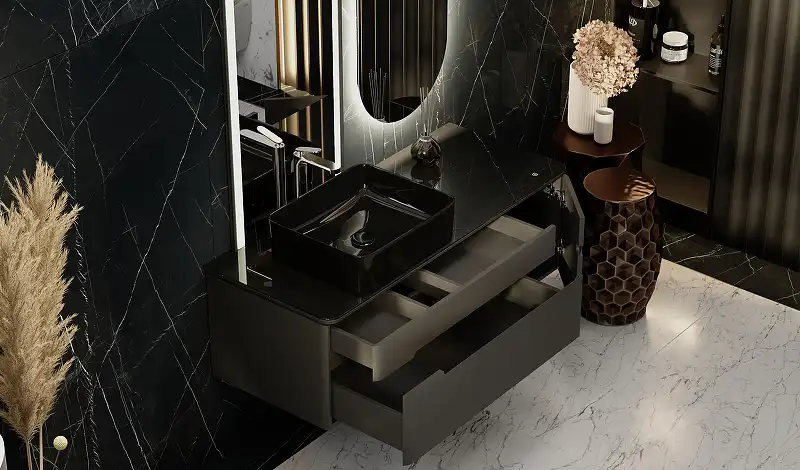 Тумба под раковину Jorno SHINE 120 Shi.01.120/P/A Серый антрацит фото 8