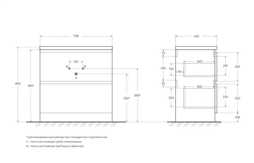 Тумба под раковину BelBagno ALBANO-800-2C-PIA-BL напольная Bianco Lucido фото 2