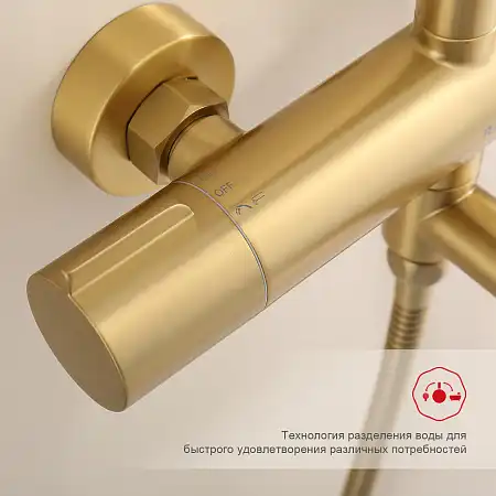 Душевая система для ванны и душа Raglo R20.24.03, Золото матовое фото 5