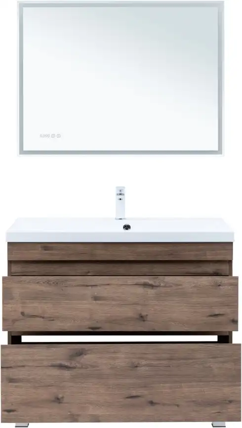 Тумба под раковину Aquanet Нота New 100 напольная, дуб веллингтон табак, 344148 фото 8