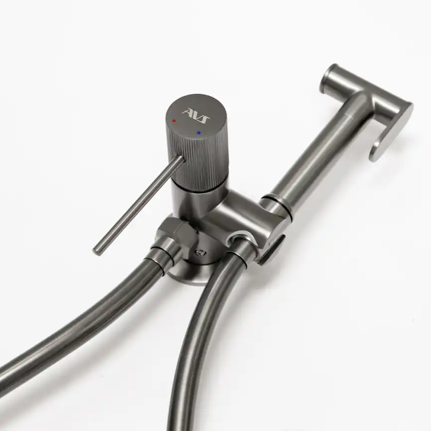 Гигиенический душ со смесителем AVS Pulse 811-031-GM, оружейная сталь фото 6