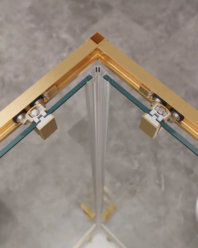 Душевой уголок CEZARES MOLVENO-A-2-100-C-BORO-IV стекло Прозрачное, профиль Брашированное золото фото 3