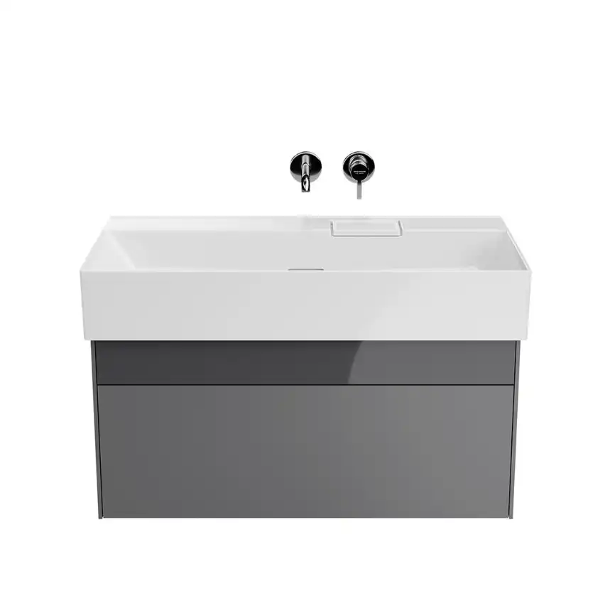 Тумба под раковину Kerama Marazzi LOGICA 90 см, LOG.90.2\ST подвесная, стальной серый фото 2