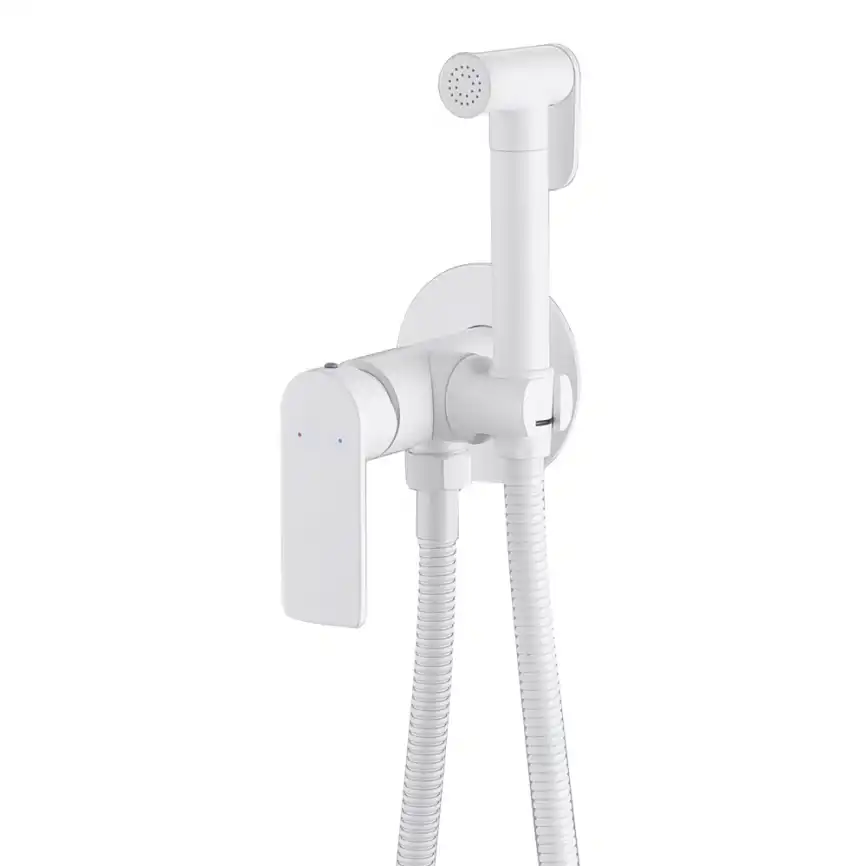 Смеситель ABBER Weiss Insel AF8025W с гигиеническим душем, белый фото 1