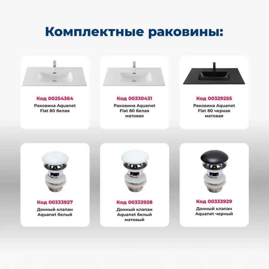 Тумба под раковину Aquanet Джейн (Flat) 80 белый матовый 335424 фото 7