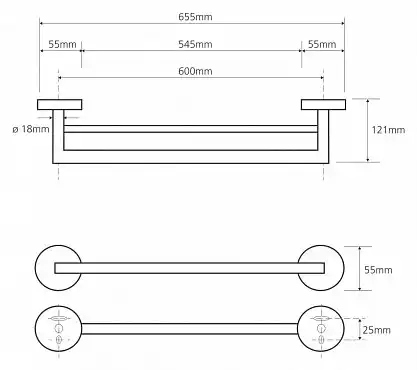 Полотенцедержатель двойной 65,5 см BEMETA OMEGA хром 104204052 фото 2