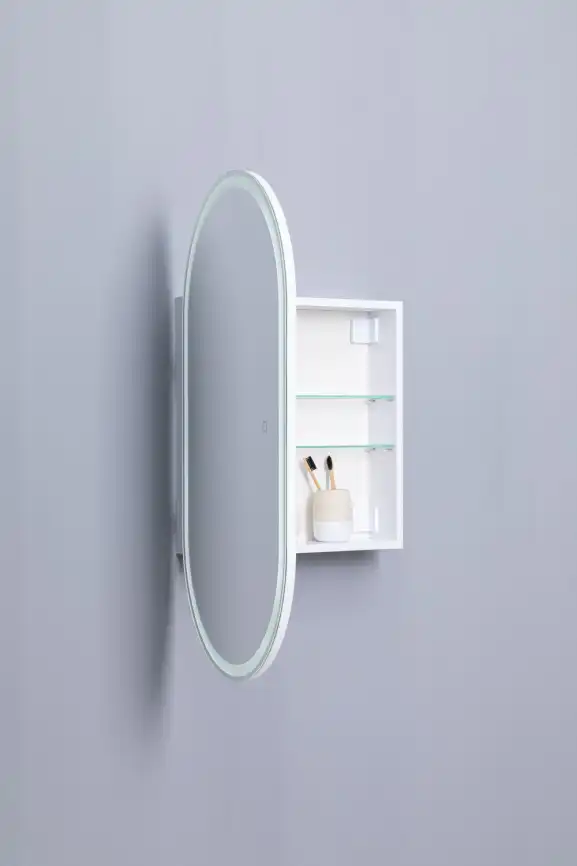 Зеркальный шкаф Aquanet Монте 50 белый, с LED подсветкой, 344787 фото 14