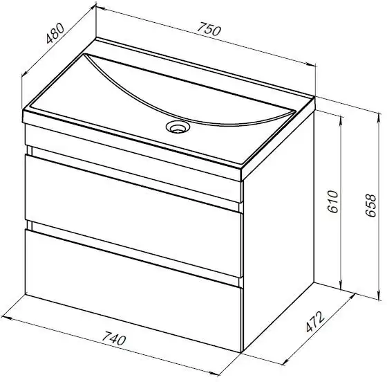 Тумба под раковину Aquanet Нота New 75 дуб веллингтон табак 334192 фото 2