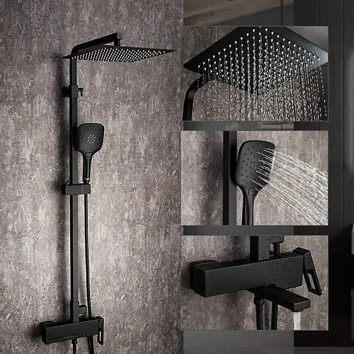 Душевая система Gappo G2417-6  с поворотным изливом, Черный матовый фото 1