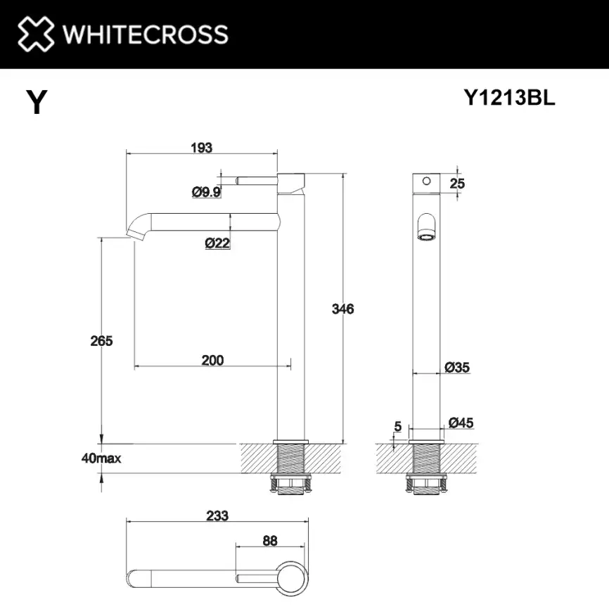 Смеситель для раковины Whitecross Y black Черный матовый, Y1213BL фото 3