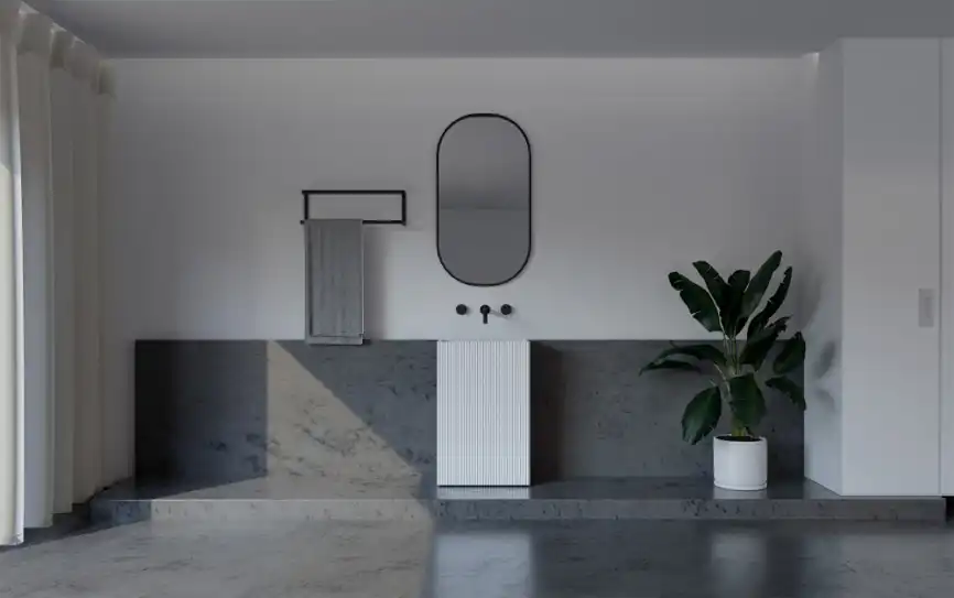 Раковина напольная ABBER STEIN 50х40х85 AS2503-H, прямоугольная, белая матовая фото 4