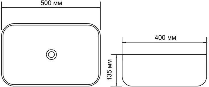 Раковина накладная Aquanet SOUL-1 50х40х13,5 прямоугольная, Белая глянцевая фото 2