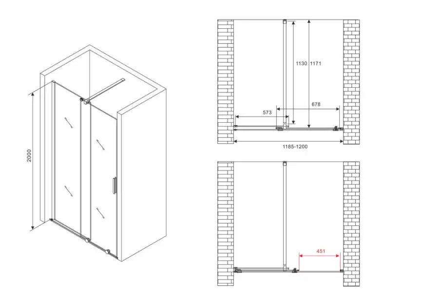 Душевая дверь Abber Komfort 120 см, AG90120, профиль Хром, стекло Прозрачное фото 8