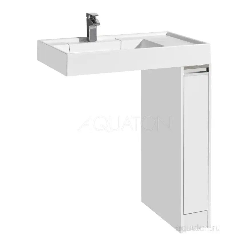 Тумба под раковину Aquaton Лондри 80 под стиральную машину с фасадом 1A236101LH010 напольная цвет, белый глянец фото 1