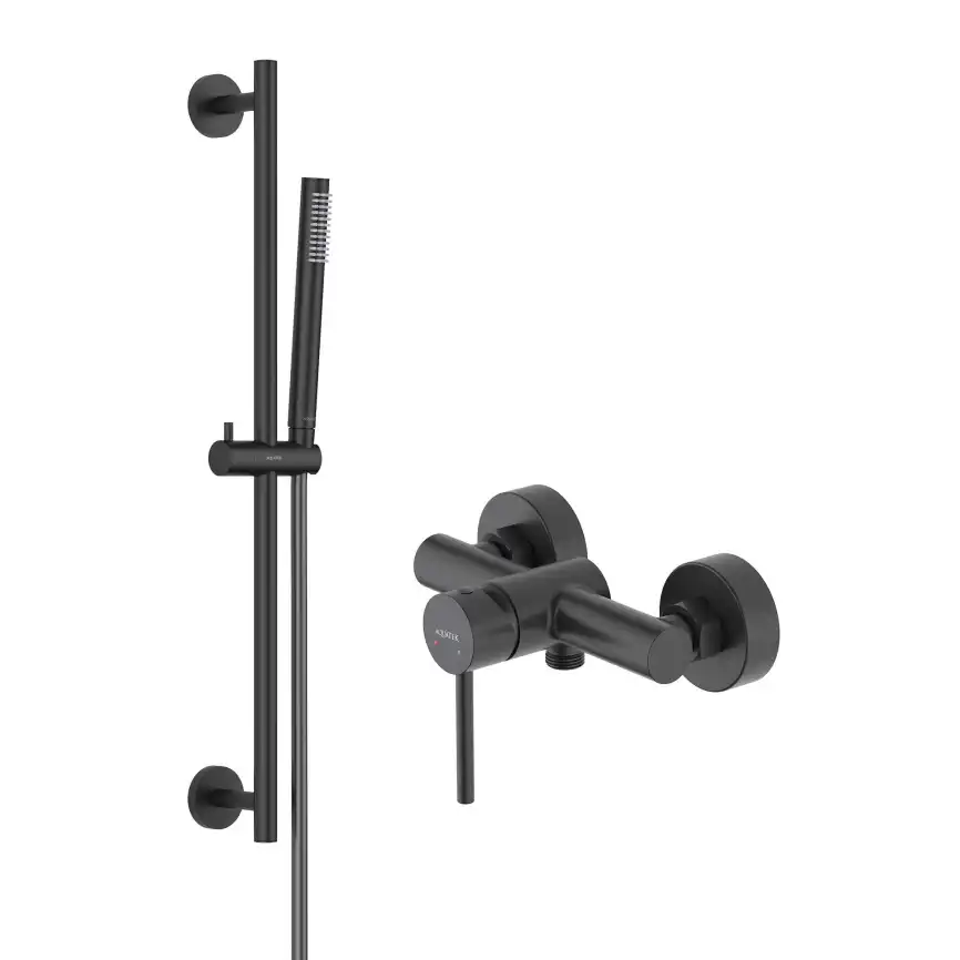 Смеситель для душа Aquatek Европа AQ1332MB, с душевым гарнитуром однорычажный, Черный матовый фото 1