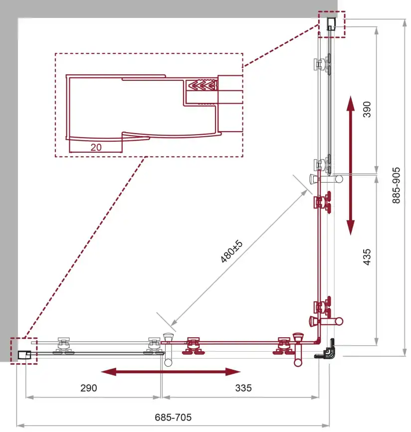 Душевой уголок BelBagno UNO-195-AH-2-90/70-C-Cr профиль Хром стекло Прозрачное фото 2