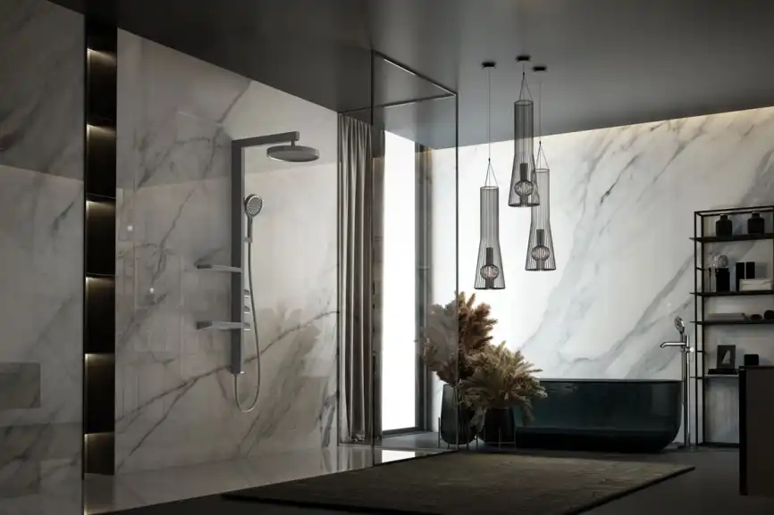 Душевая система  Vincea Inspire VSFS-3I11GM VSFS-3I11GM для ванны с изливом, вороненная сталь фото 2