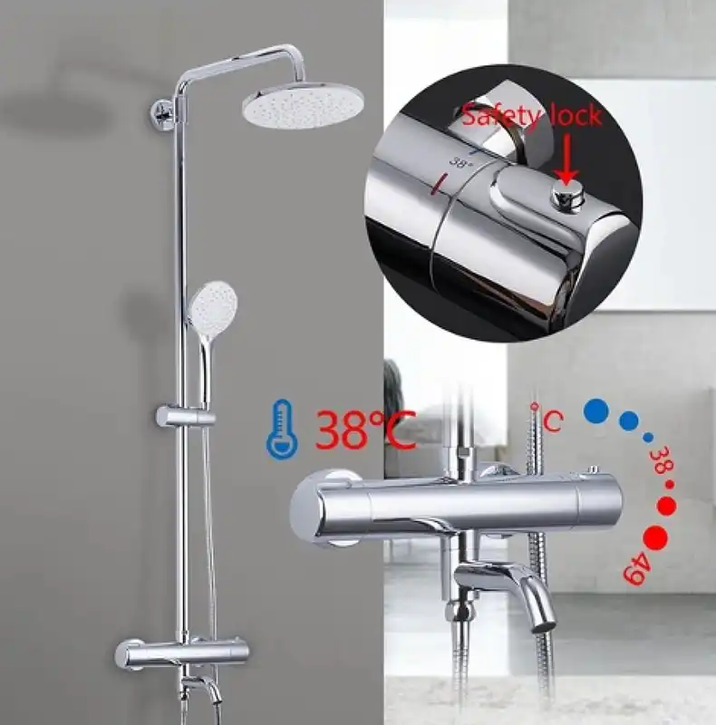 Душевая система Gappo G2490 с тропическим душем и термостатом Хром фото 12