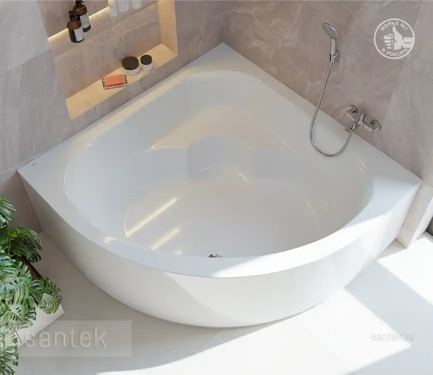 Акриловая ванна Santek Канны 150х150 1WH111983,  Белая фото 6