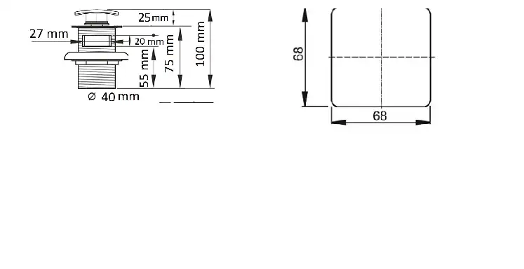 Донный клапан для раковины CeramaLux RD006 без перелива, Хром фото 2