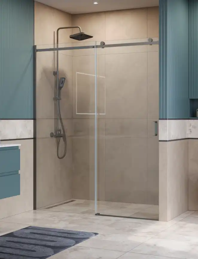 Душевая дверь BelBagno SOFT_CLOSE-2-BF-1-160-C-GM стекло прозрачное, профиль Оружейная сталь фото 1