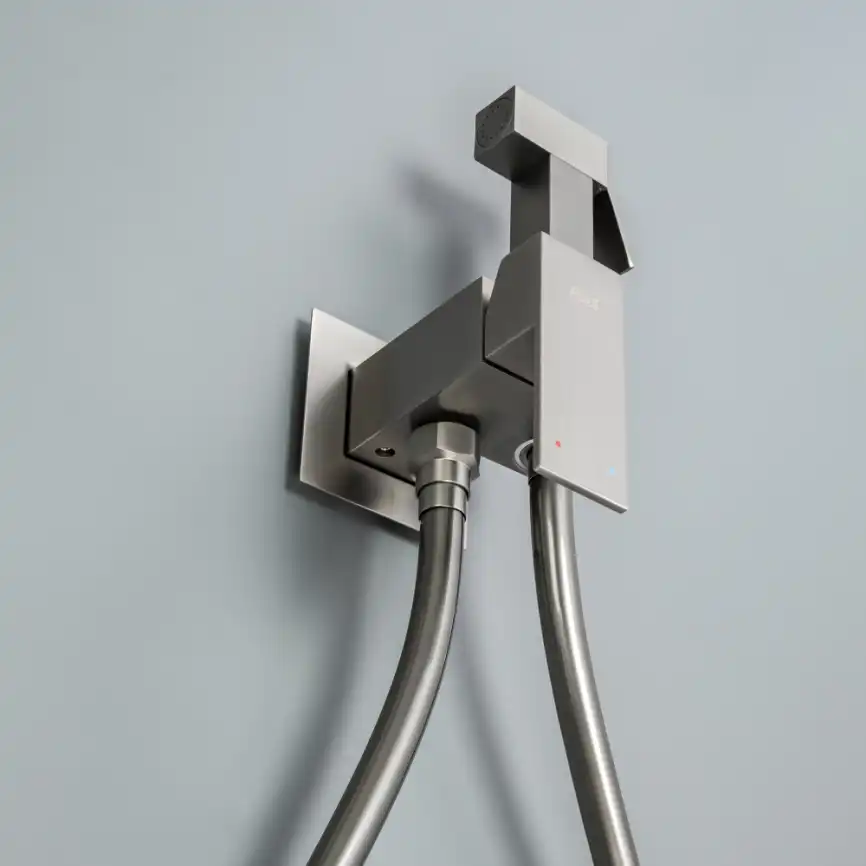 Гигиенический душ со смесителем AVS Cube 811-231-GM, оружейная сталь фото 6