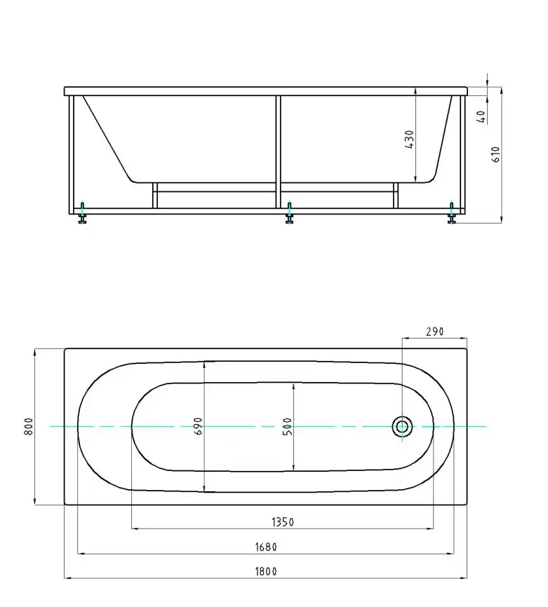 Акриловая ванна AZARIO FELISA 180х80 AV.0040180, прямоугольная фото 4