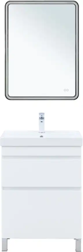 Тумба под раковину Aquanet Слим 60 напольная, белый сатин, 346042 фото 9