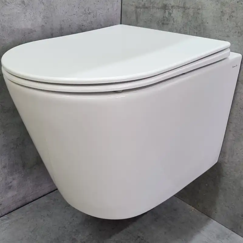 Унитаз подвесной CeramaLux NS-5178, безободковый с сиденьем микролифт Белый фото 1