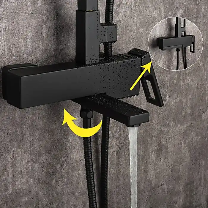 Душевая система Gappo G2417-6  с поворотным изливом, Черный матовый фото 2