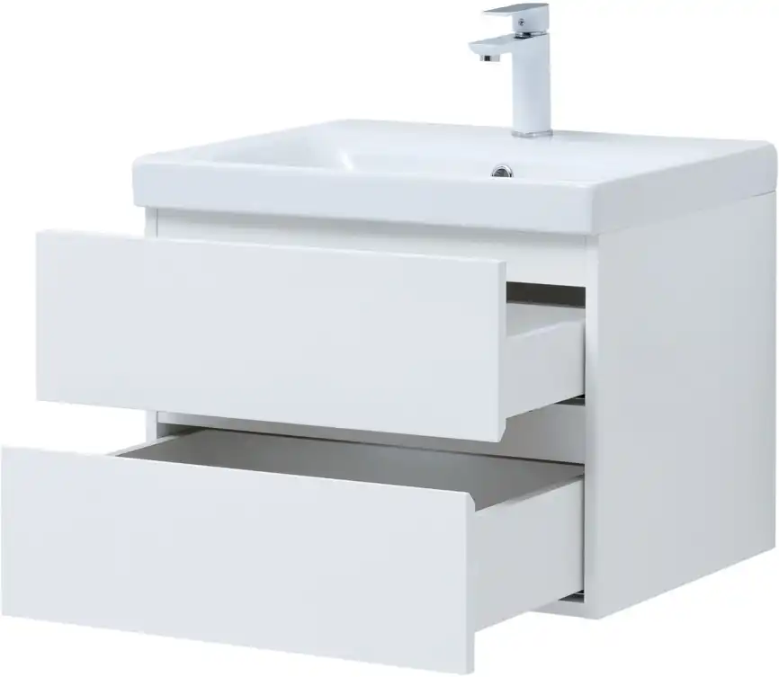 Тумба под раковину Aquanet Беркли 60 белый глянец (2 ящика) 302349 фото 7