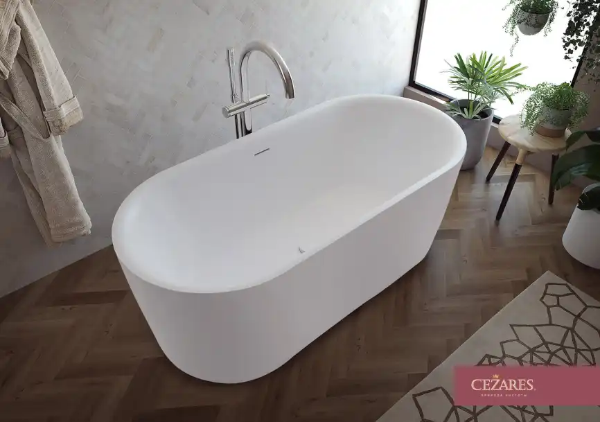 Акриловая ванна CEZARES METAURO-INT-Central-180-80-60-W-MATT, Белая матовая фото 1