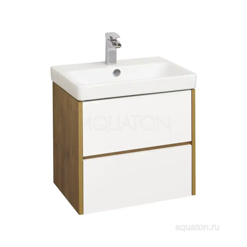 Тумба под раковину Aquaton Сканди 70 1A251801SDZ90 подвесная цвет, белый / дуб рустикальный фото 1