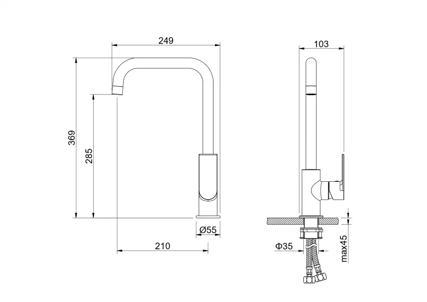 Смеситель для кухни Aquatek Лира AQ1480MB, Черный матовый фото 2