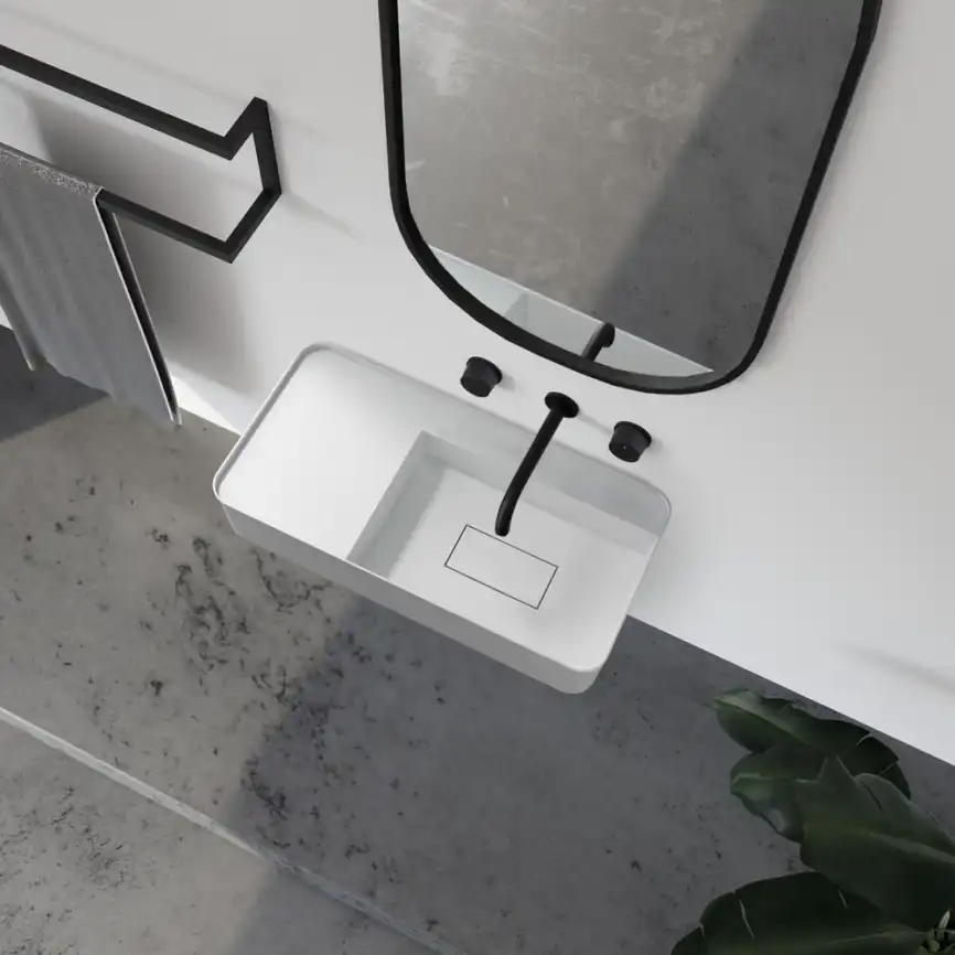 Раковина подвесная ABBER STEIN 80х40х15 AS2627-0.8, прямоугольная, белая матовая фото 4