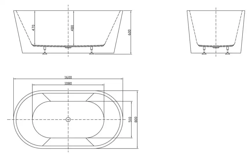 Акриловая ванна BelBagno 160х80 BB202-1600-800, отдельностоящая, Белая глянцевая фото 2