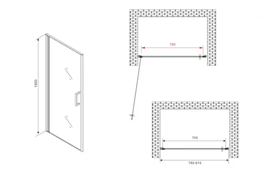Душевая дверь Abber Sonnenstrand 80 см, AG04080, профиль Хром, стекло Прозрачное фото 4