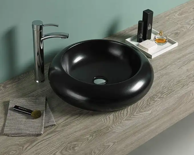 Раковина накладная CeramaLux 460х460х120 7031AMB, цвет Черный фото 1