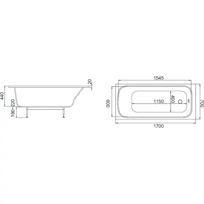 Ванна из искусственного камня Elite 170x70 Jacob Delafon E6D361RU-00 фото 5