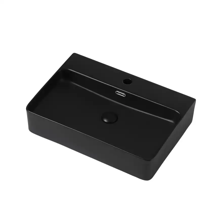 Раковина накладная ABBER RECHTECK 61х42х13,5 AC2201MB, прямоугольная, черная матовая фото 2