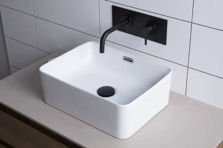 Раковина накладная Aquanet PERFECT-1 40,5х31,5х14 прямоугольная, Белая глянцевая фото 8