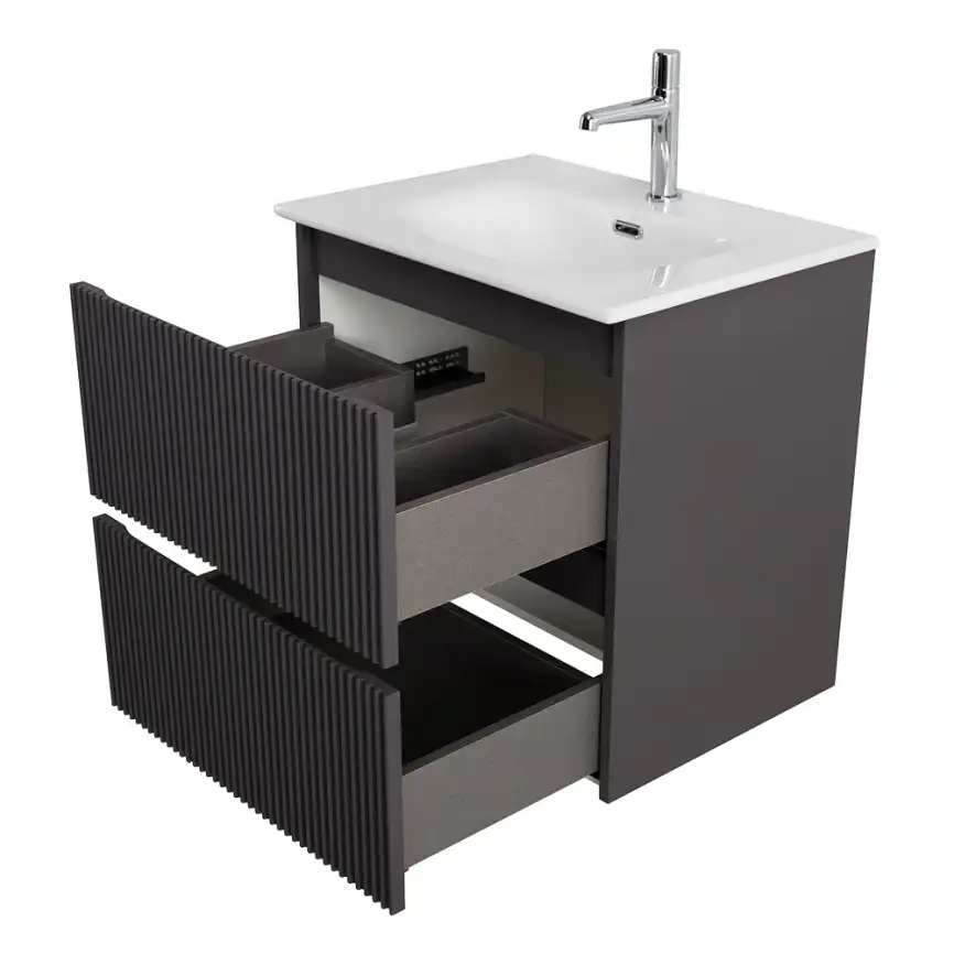 Тумба под раковину BelBagno UNO-MINI-500-2C-SO-GSO подвесная, Темно-Серый Матовый фото 6