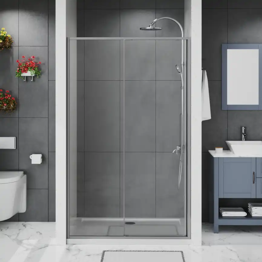 Душевая дверь Azario 140 AZ-Y43-140-MGR-CL, профиль графит матовый, стекло Прозрачное фото 1